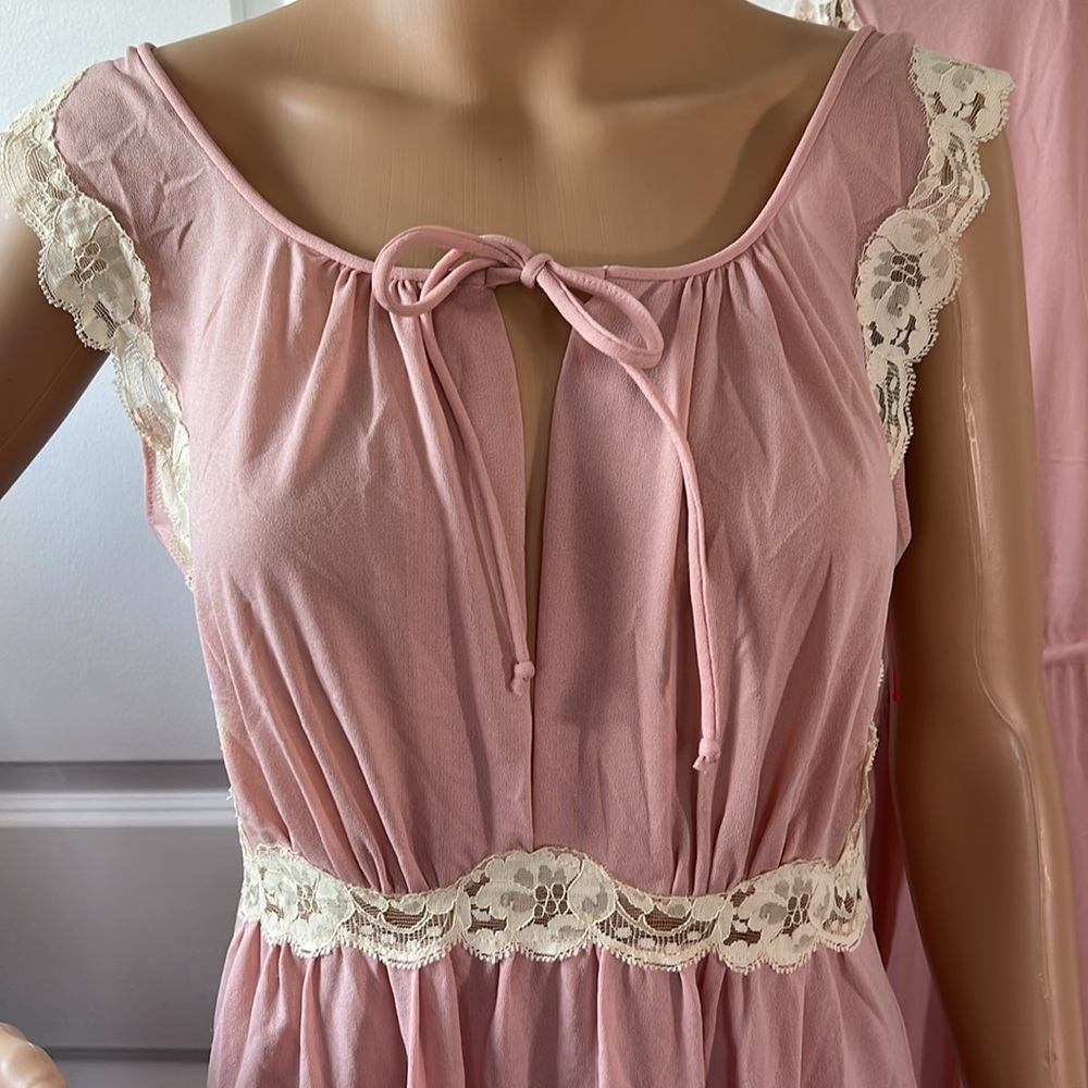 Vtg 1960s dusty pink GILEAD lace night gown 2 pieces dress and robe coquette M - Picture 3 of 9